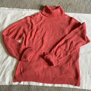 Sweater size large turtleneck with cuff sleeves coral orange color